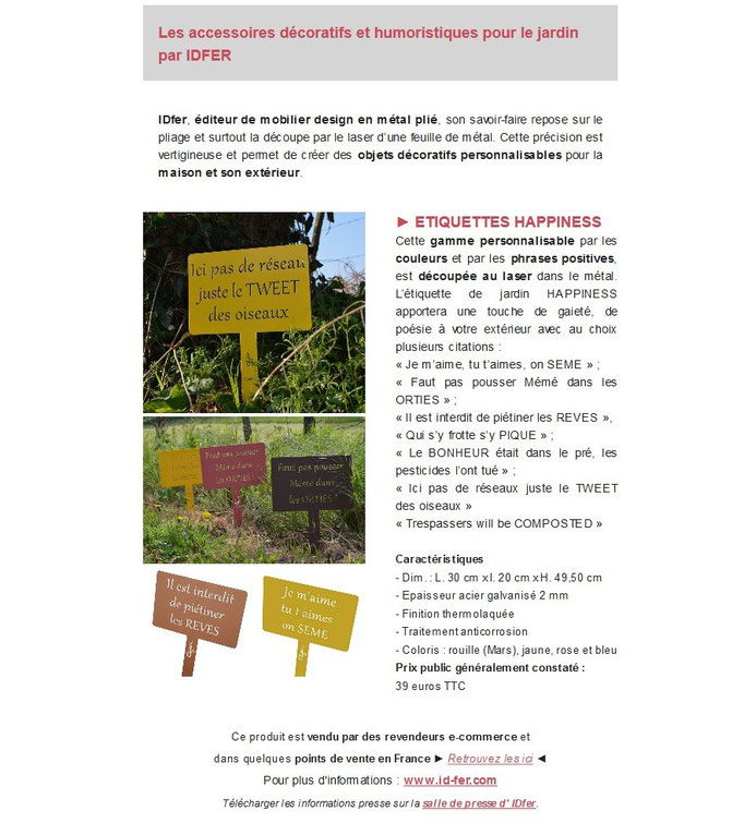 Archid'Ext, spécial Made in France - Idfer, étiquette de jardin en métal