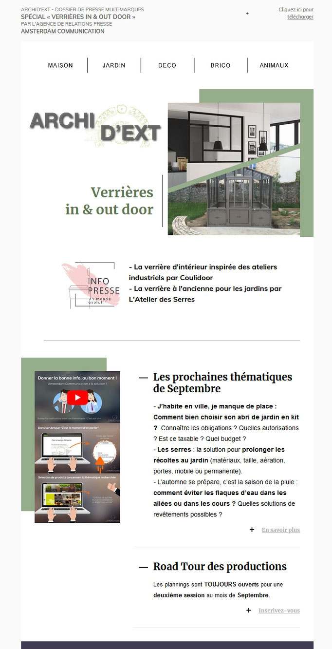 Dossier de presse Spécial "Verrières in & out door"