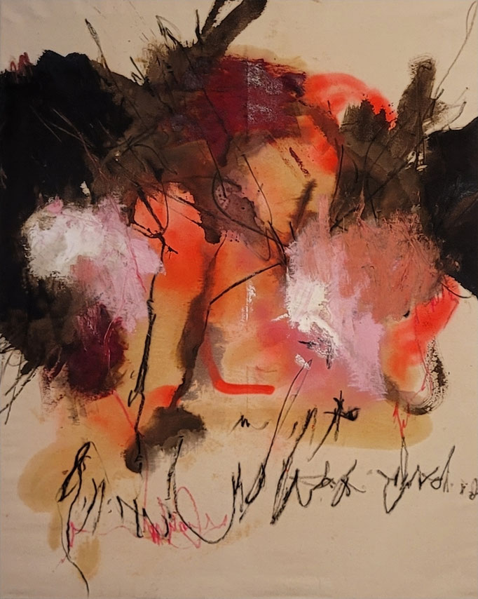 "Rosen und Raketen" Öl, Graphit, Kreide, Kohle, auf Roh-Leinwand H/B 100x80
