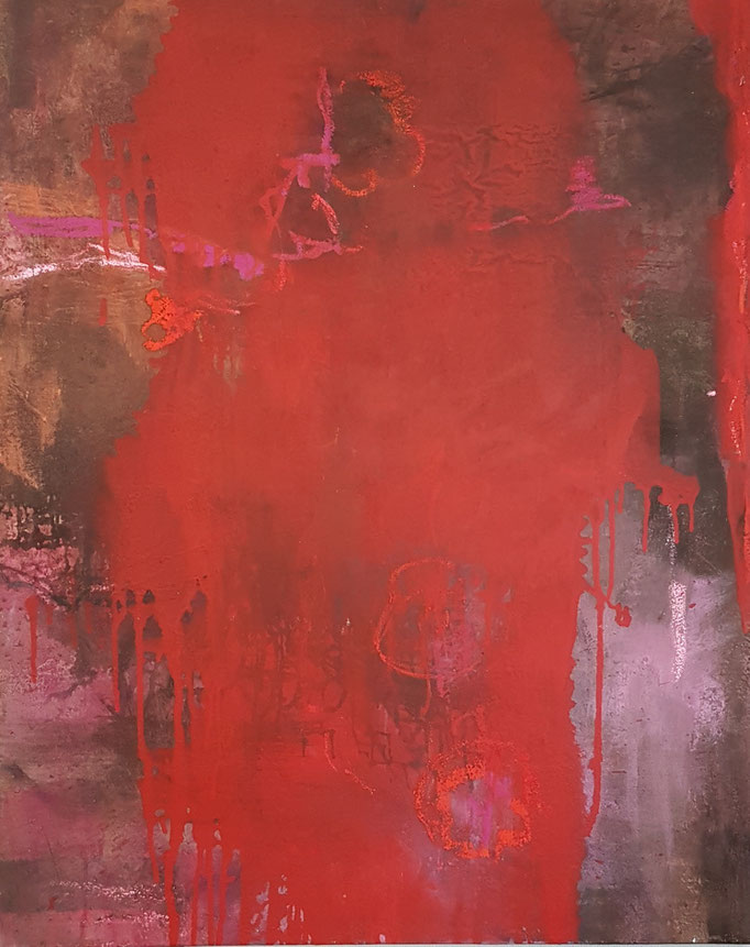 "unter dem Sommermond" Acryl, Graphit, Pigment, Pastell auf Leinwand H/B 115x75