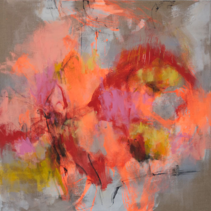 "Sommersatt" Acryl, Graphit auf Roh-Leinwand H/B 100x100