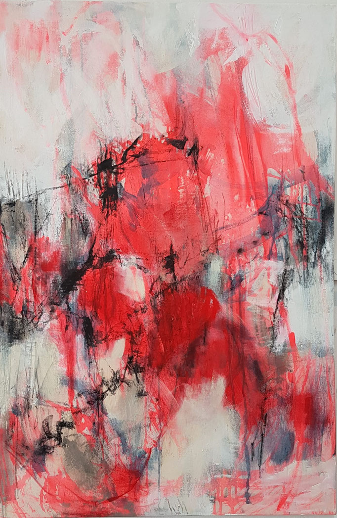 "Wintergewitter" Acryl, Graphit, Pigment, Kreide auf Roh-Leinwand H/B 100x80