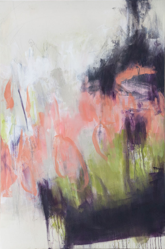 "Lust auf Grün" Acryl, Graphit, Pigment, Kreide auf Roh-Leinwand H/B 120x80
