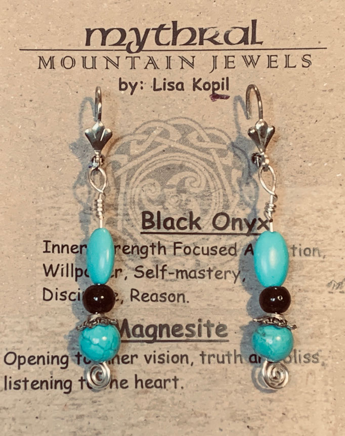 Earrings Gallery 2 Photo 11: Magnisite and Black Onyx $25