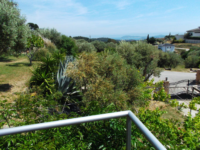 moment zen sur la terrasse du bas avec vue mer sur la rade de Toulon