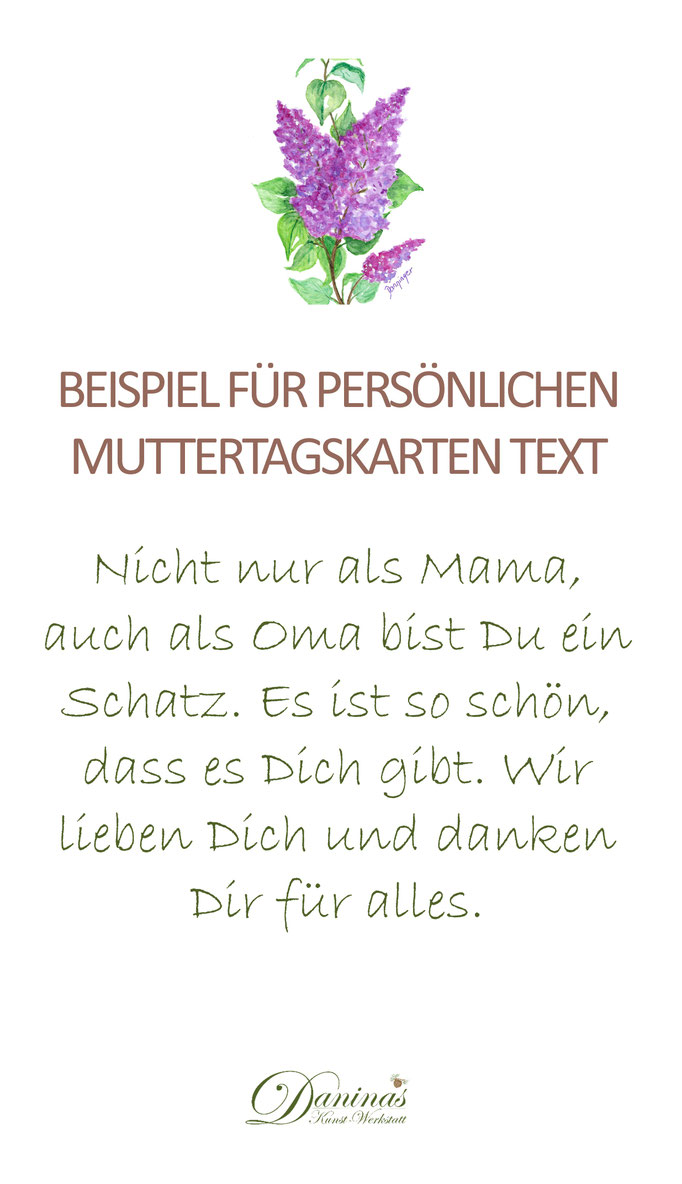 Persönlicher Muttertagskarten Text Nicht nur als Mama, auch als Oma bist Du ein Schatz.
