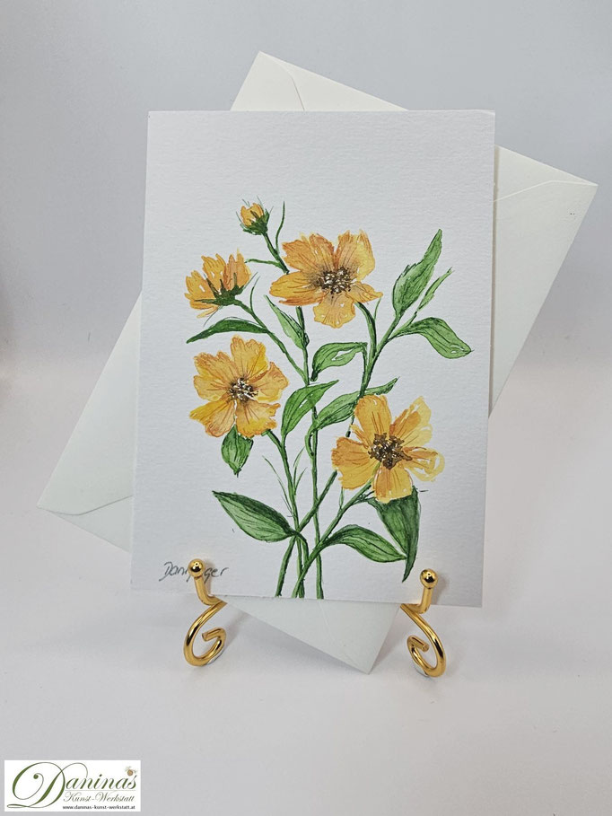 Muttertagskarte Aquarellbild Gelbe Blumen