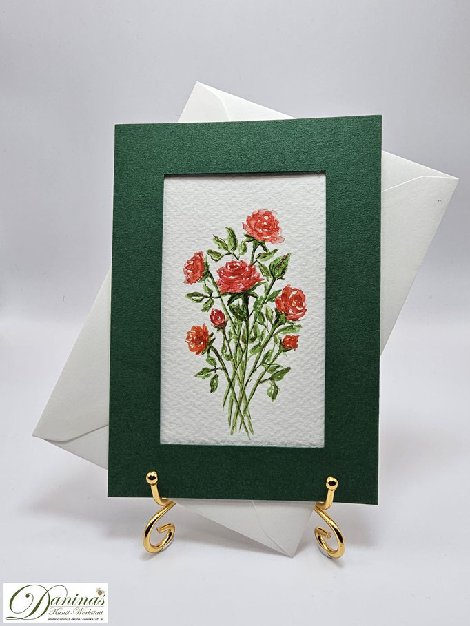 Geburtstagskarte Blumenaquarell Rosen