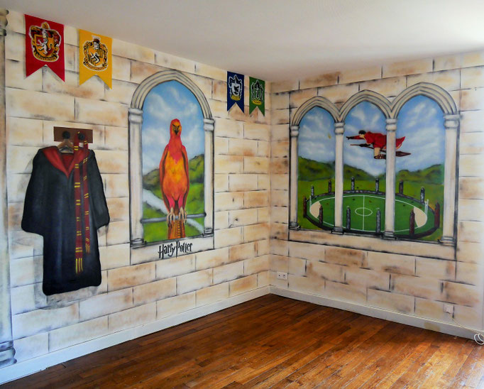 Fresque intérieur Harry Potter à Prusly-sur-Ource réalisée par Thibaud Coron