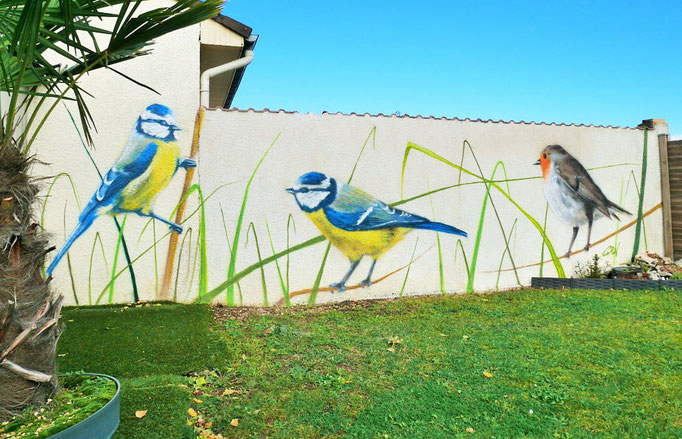 fresque murale extérieure jardin