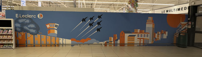 fresque peinture pour E.Leclerc de Saint-Dizier, par l'artiste Coron Thibaud