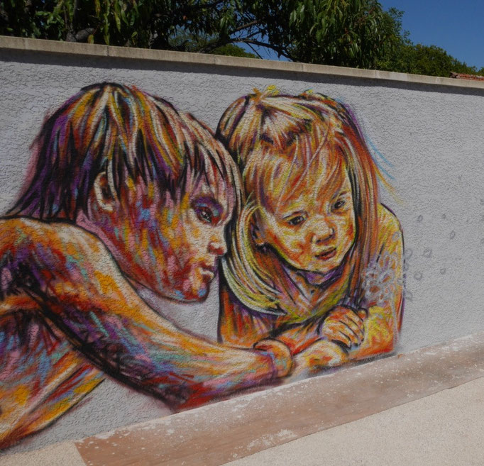 fresque street art portrait à Beaune , Coron Thibaud