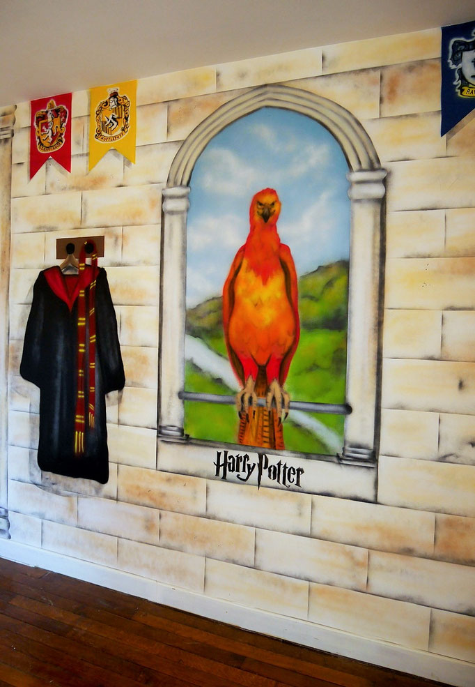 Fresque street art Harry Potter à Prusly-sur-Ource réalisée par Thibaud Coron