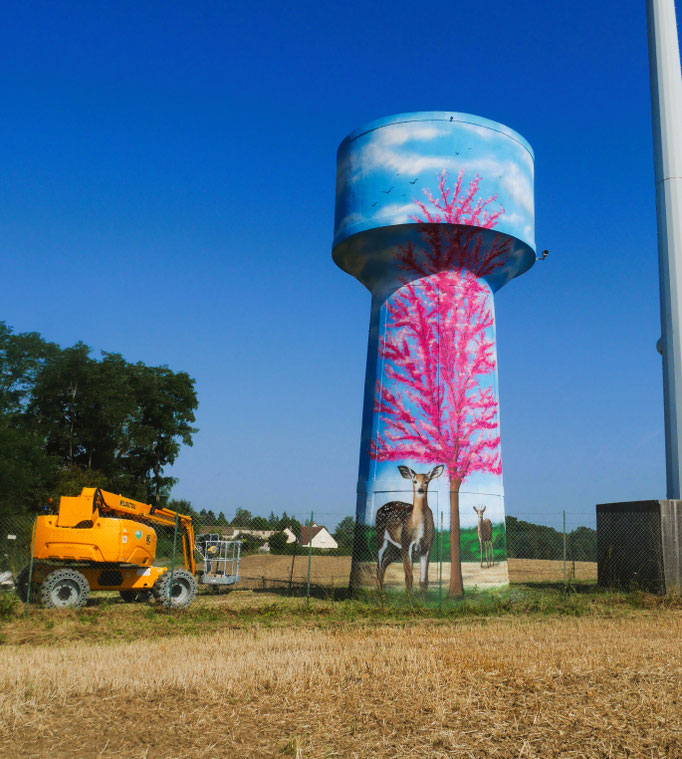 street art château d'eau fresque