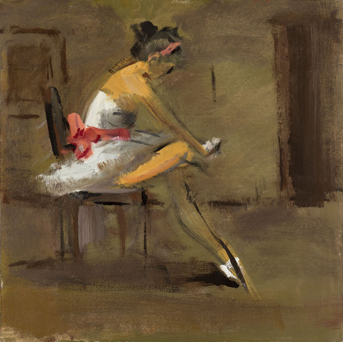 COLLEZIONE PRIVATA_LA BALLERINA. tecnica mista su tela cm 50x50 firmato sul verso_disponibile su richiesta riproduzione su tela_carta