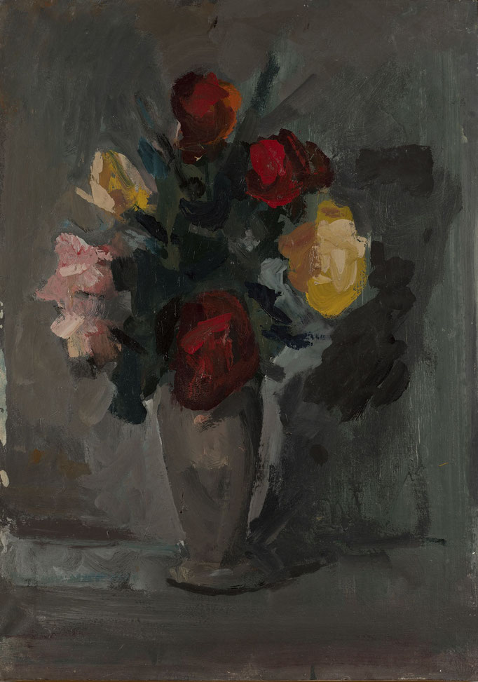 VASO DI FIORI. tecnica mista su tela cm 70x50 