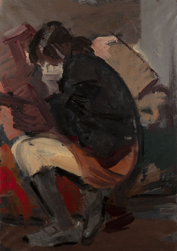RAGAZZA. tecnica mista su tela 100x70 firmato sul verso