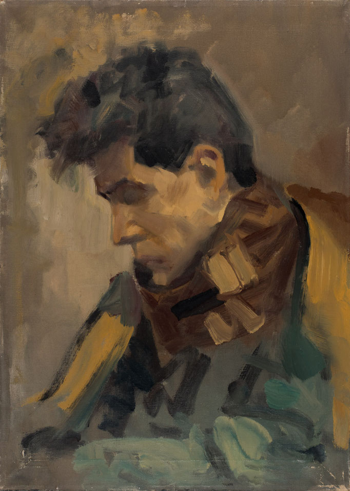 RITRATTO DI PROFILO tecnica mista su tela - cm 70x50