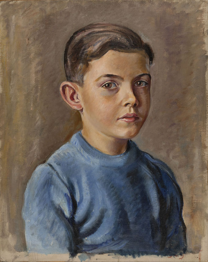 RITRATTO DI FANCIULLO. olio su cartoncino telato cm 50x40 firmato sul verso
