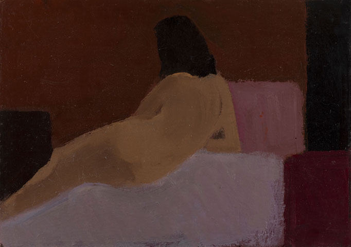 VENDUTO! NUDO FEMMINILE IN UNA STANZA tecnica mista su tela cm 35x50