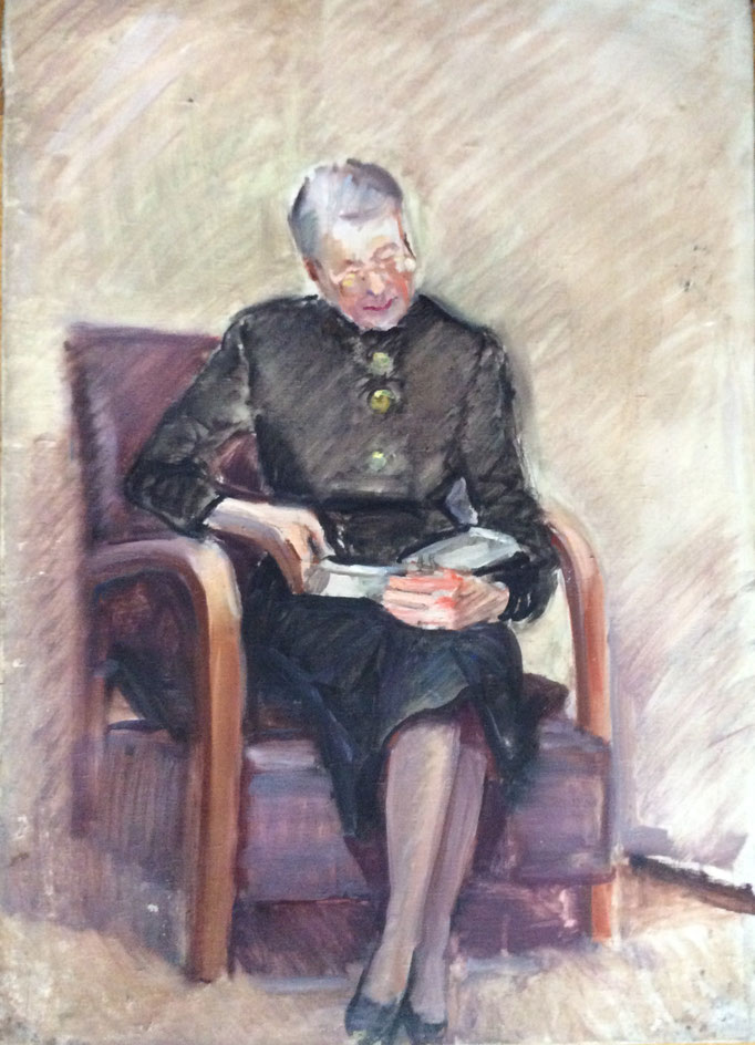 FIGURA FEMMINILE CON LIBRO_tecnica mista su tela cm 70x50