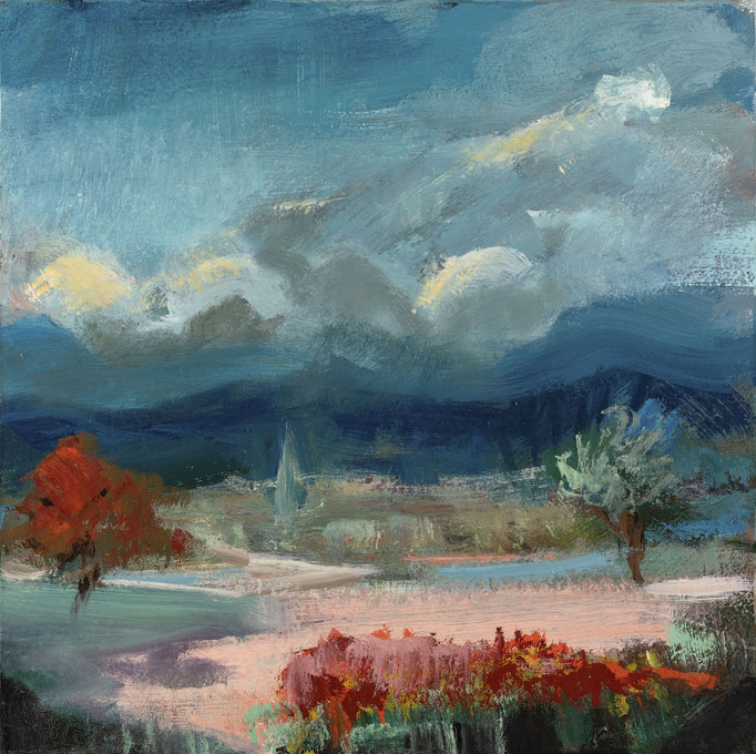 PAESAGGIO AZZURRO 2. tecnica mista su tela cm 50x50 
