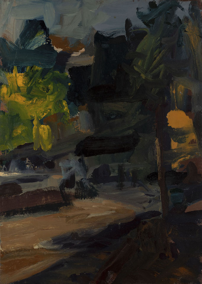 LA CAMPAGNA. tecnica mista su tela cm 70x50 firmato sul verso