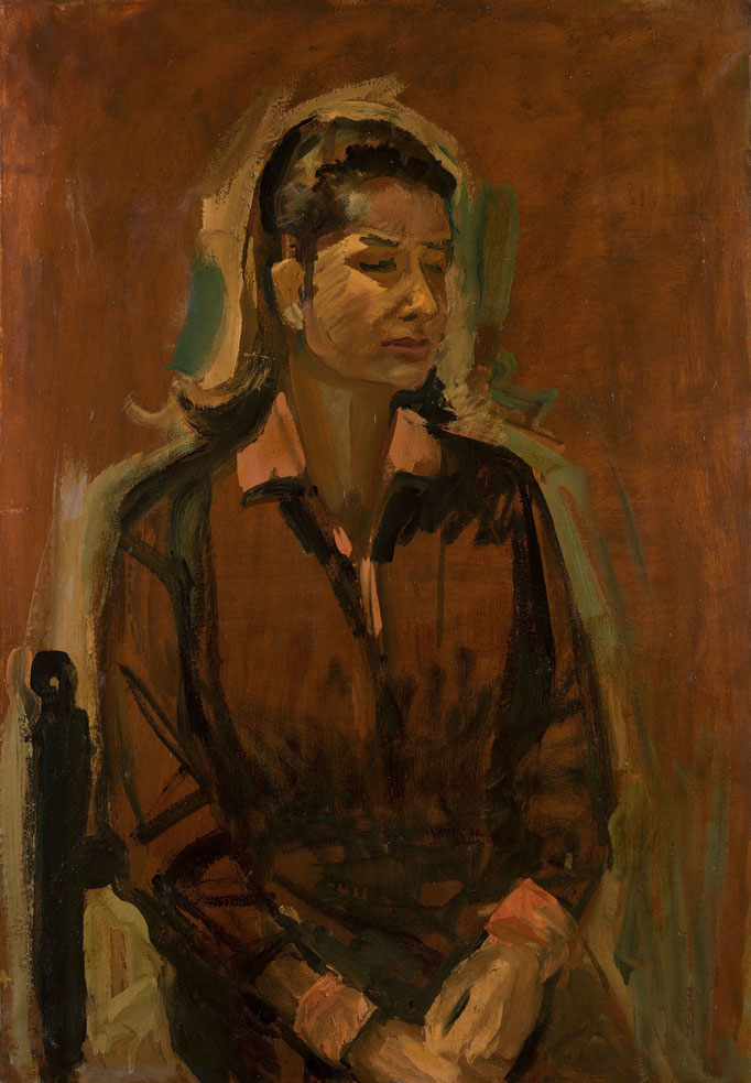 RITRATTO FEMMINILE. olio su tela 100x70 firmato sul verso