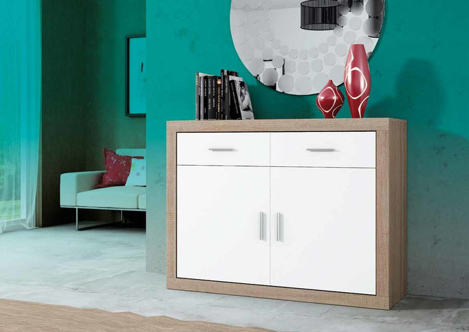 Aparador 2 puertas 90,2*120*41.4 Combinado cambria-blanco o cambria-grafito.Precio: 139€. Precio valido para recogida en tienda en formato kit.