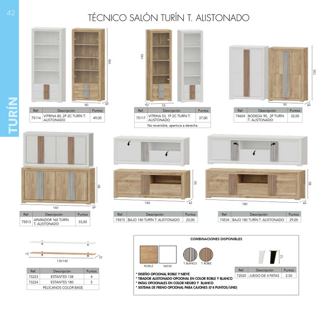 VITRINA 80 2P2C IMPORTE: 395€/ VITRINA 53 1P2C IMPORTE: 299€/ BODEGA 90 2P IMPORTE: 259€ / JUEGO PATAS ALTAS 20€