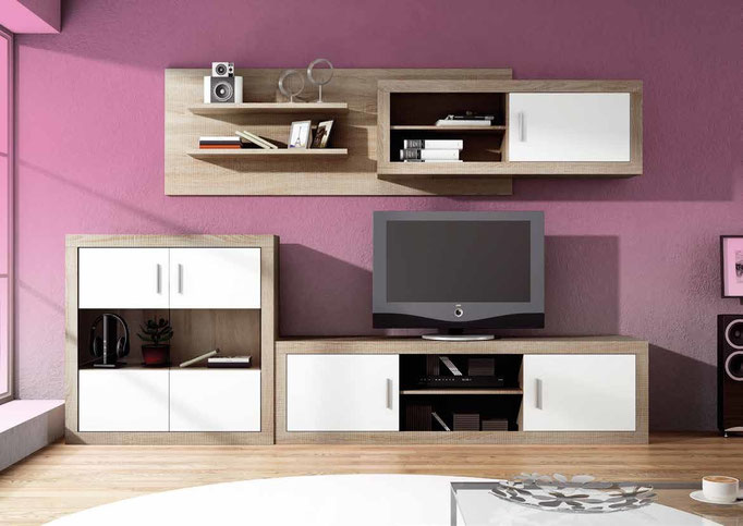 Composición salón 290cm. Combinado en color cambria-grafito. Precio: 394€ COD.LA09. Precio valido para recogida en tienda en formato kit.