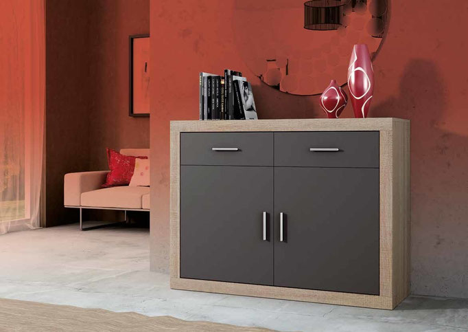 Aparador 2 puertas 90,2*120*41.4 Combinado cambria-blanco o cambria-grafito.Precio: 139€. Precio valido para recogida en tienda en formato kit.