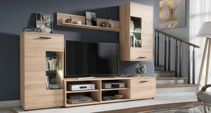 Composicion de 229cms en colores andersen pino o cambria con luces led por solo 199€. Precio valido para recogida en tienda en formato kit.