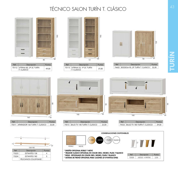 APARADOR 160 IMPORTE: 259€/ BAJO TV 140 IMPORTE: 180€/ MESA TV 180 IMPORTE: 227€