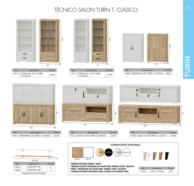 APARADOR 160 IMPORTE: 267€/ BAJO TV 140 IMPORTE: 186€/ MESA TV 180 IMPORTE: 234€