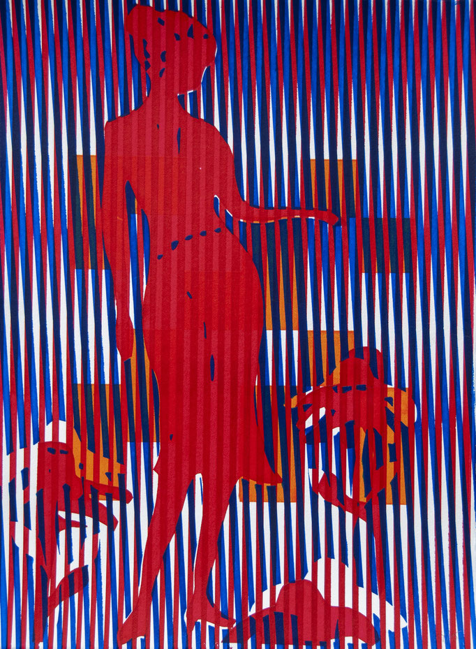 Sérigraphie originale d'une silhouette 28cmx 38cm