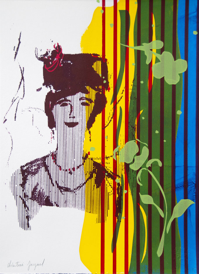 Sérigraphie originale d'un visage 28cmx 38cm