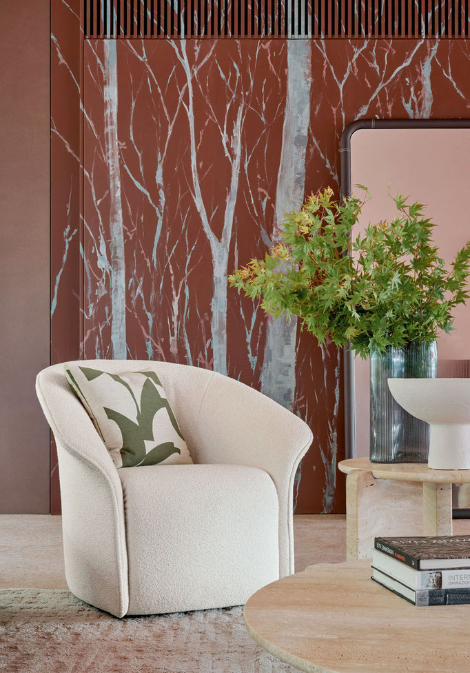 Fulham armchair designed by Luca Tornaghi for Gianfranco Ferré Home, upholstered lounge armchair with soft wraparound backrest
