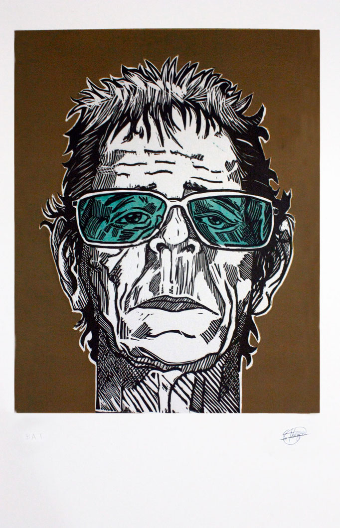 Lou Reed - 1942-2013 - Xilografía a 3 tintas 35x50
