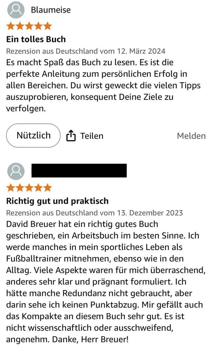 Kundenstimmen Buch Auf Erfolg programmiert von Mental Coach David Breuer aus Düsseldorf