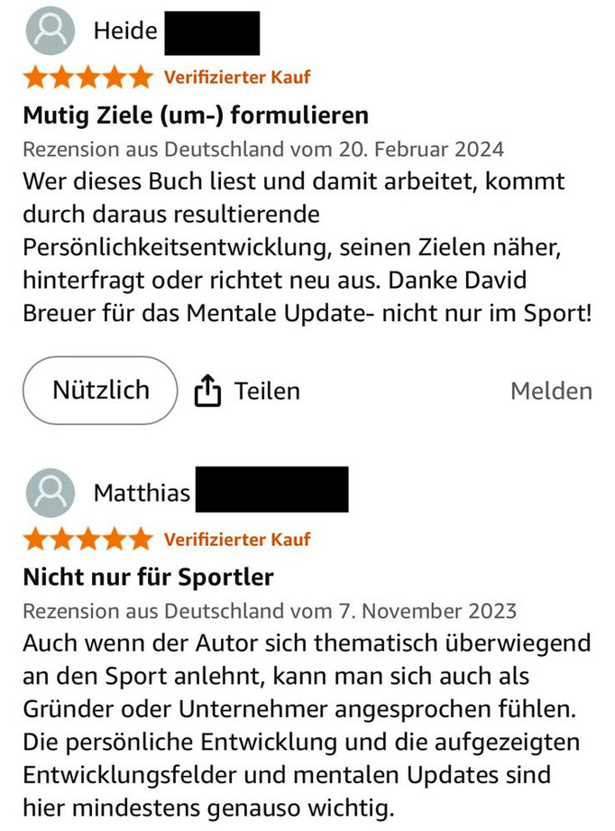 Kundenstimmen Buch Auf Erfolg programmiert von Mental-Experte & Autor David Breuer