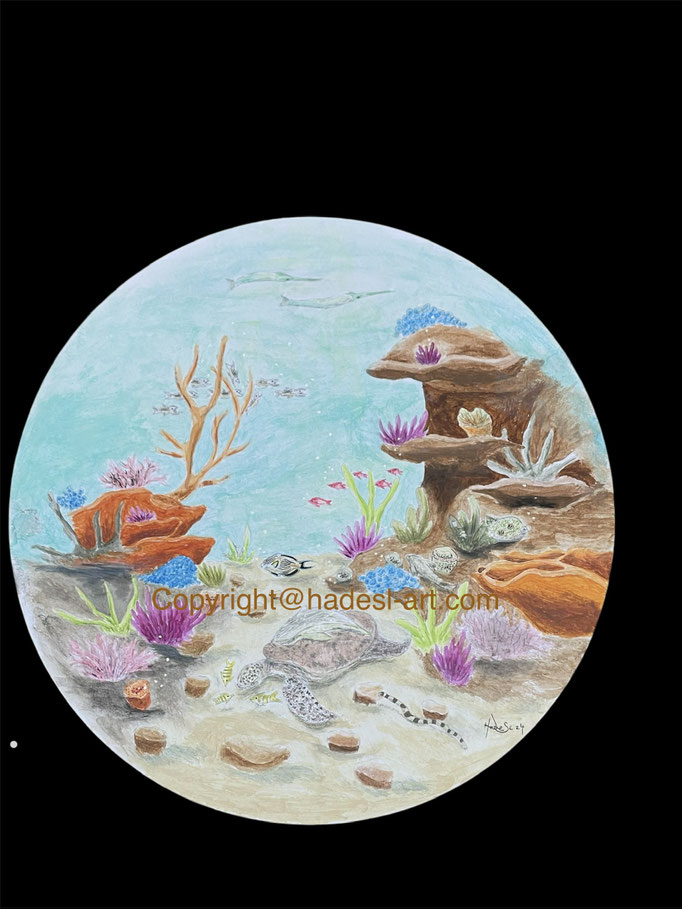 "Korallenriff"...Acryl auf Leinwand 2024 (30x30cm)