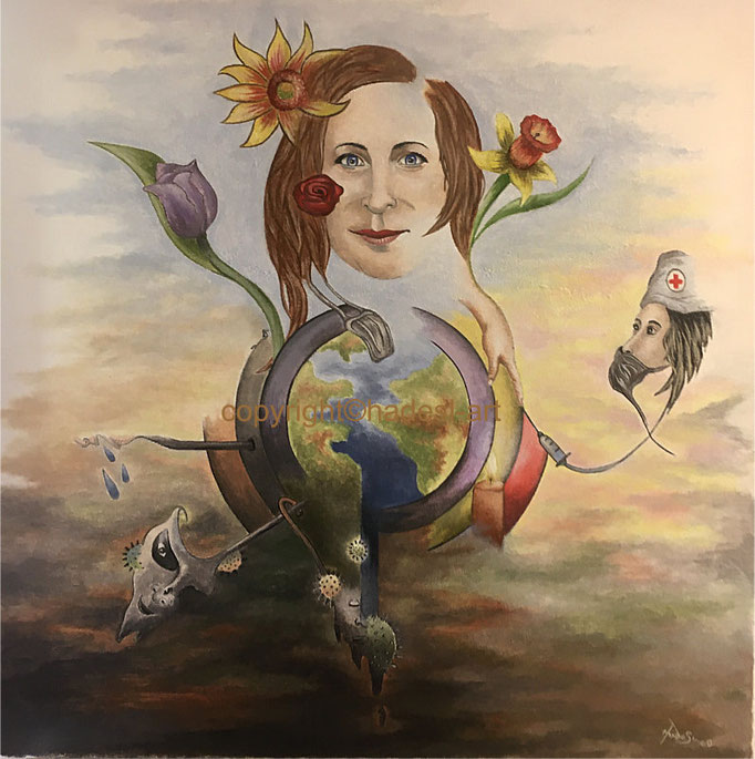 "Schwere Zeiten"...Öl auf Leinwand 2020   (60 cm x 60 cm)