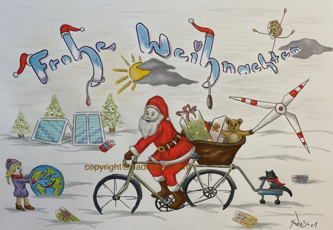 "Weihnachtskarte"...Copic, Buntstifte 2021 (21 cm x 29,7 cm)