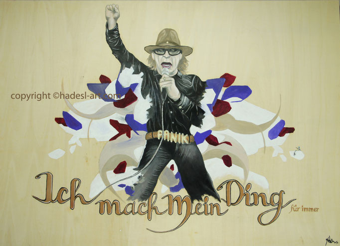 "Udo Lindenberg"...Öl auf Holz 2016  (50 cm x 70 cm)