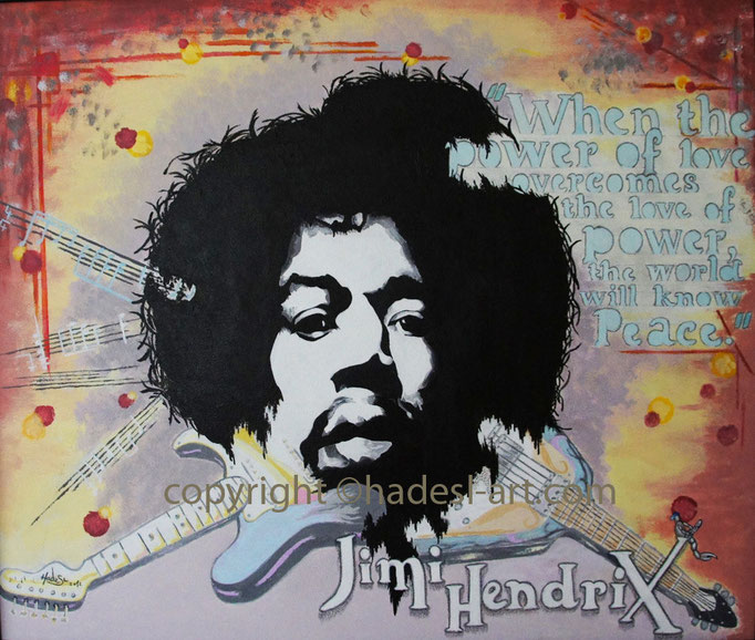 "Jimi Hendrix"...Acryl auf Holz 2012  (50 cm x 60 cm)  verkauft