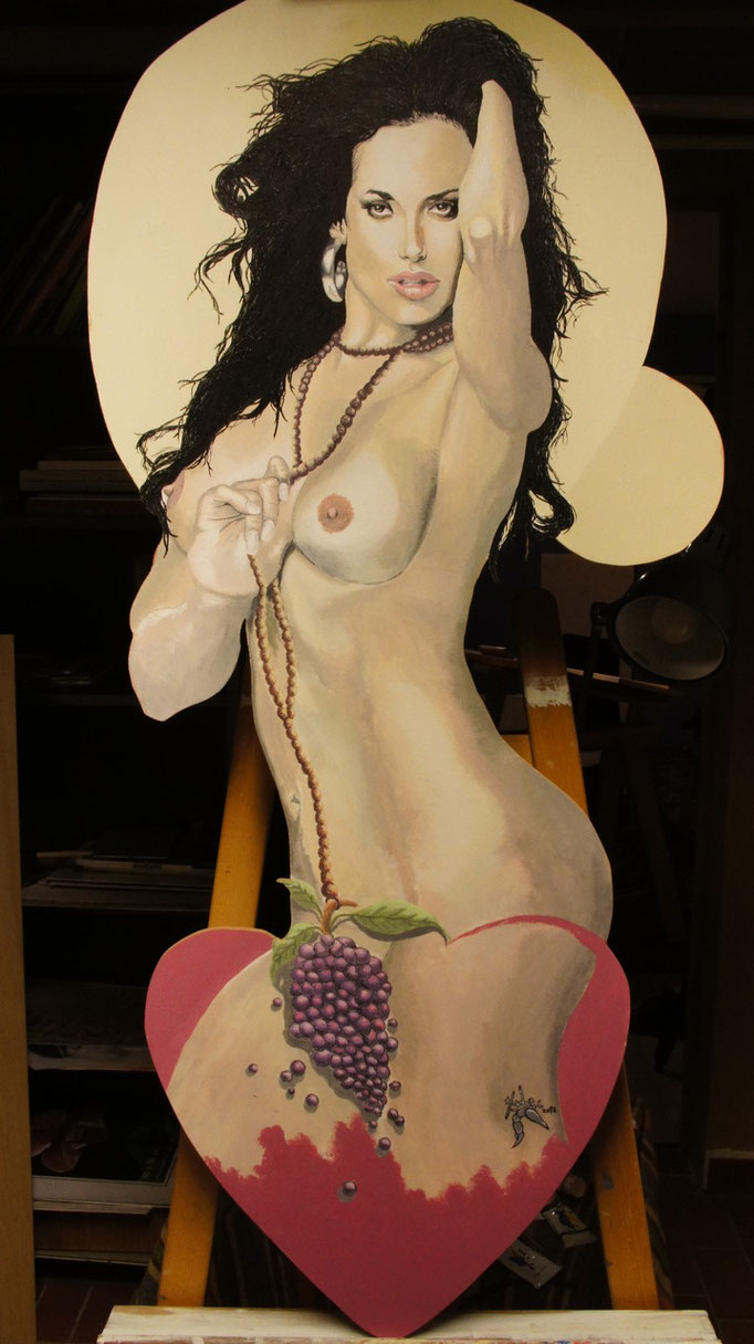  "Die Muse" mit Acrylfarbe auf Holz 2012  (120 cm x 55 cm)