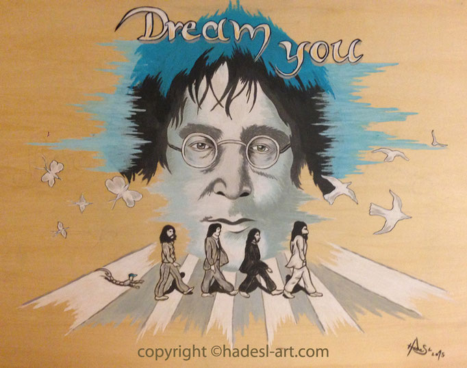 "John Lennon"...Acryl auf Holz 2015  (52 cm x 61 cm)   verkauft  