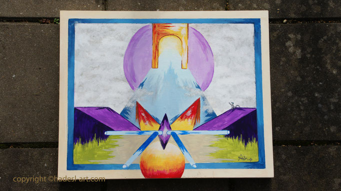 "Gipfelweg"...Acryl auf Holz 2015  (40 cm x 50 cm)