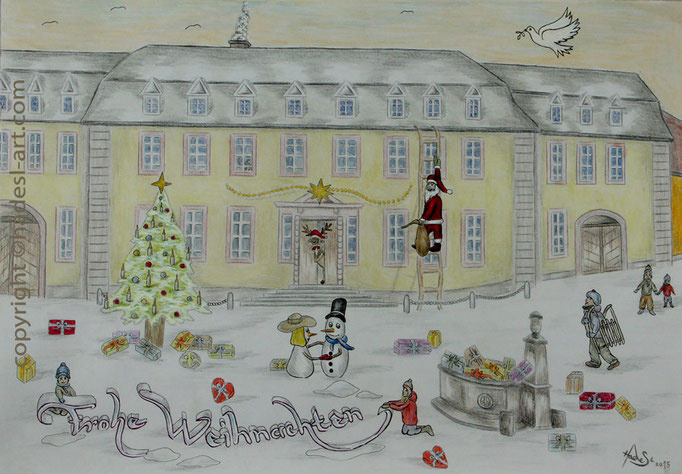 "Weihnachtskarte"...Bunt-, Copic/Touchstifte auf Papier 2015  (21 cm x 29,7 cm)